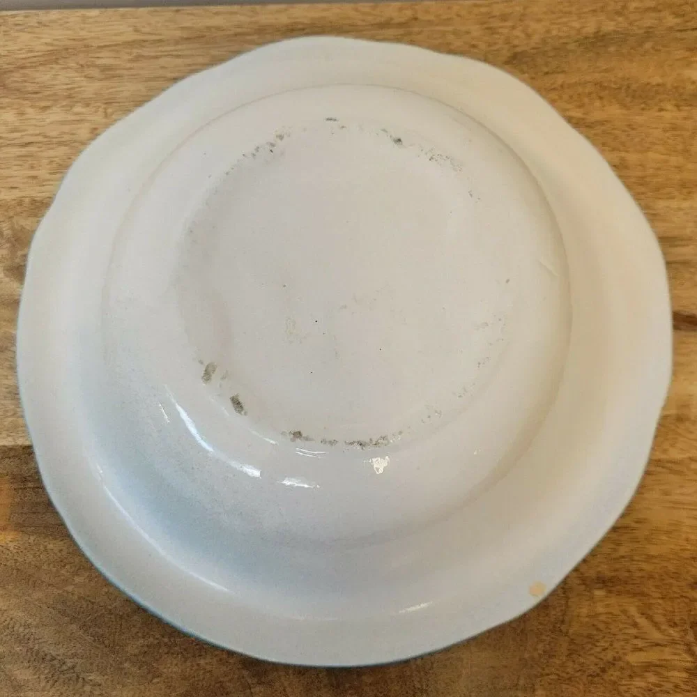 Handmade Ceramic Heavy Oval Ombre White And Deep Green Serving Bowl